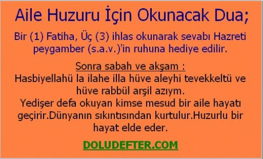 Aile Duası Okunuşu ve Anlamı