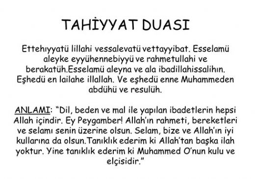 Tahiyyat Duası Okunuşu ve Anlamı